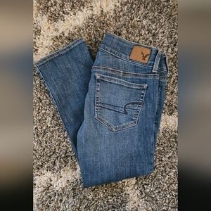 American Eagle Outfitters Dark Blue Crop Skinny Jeans